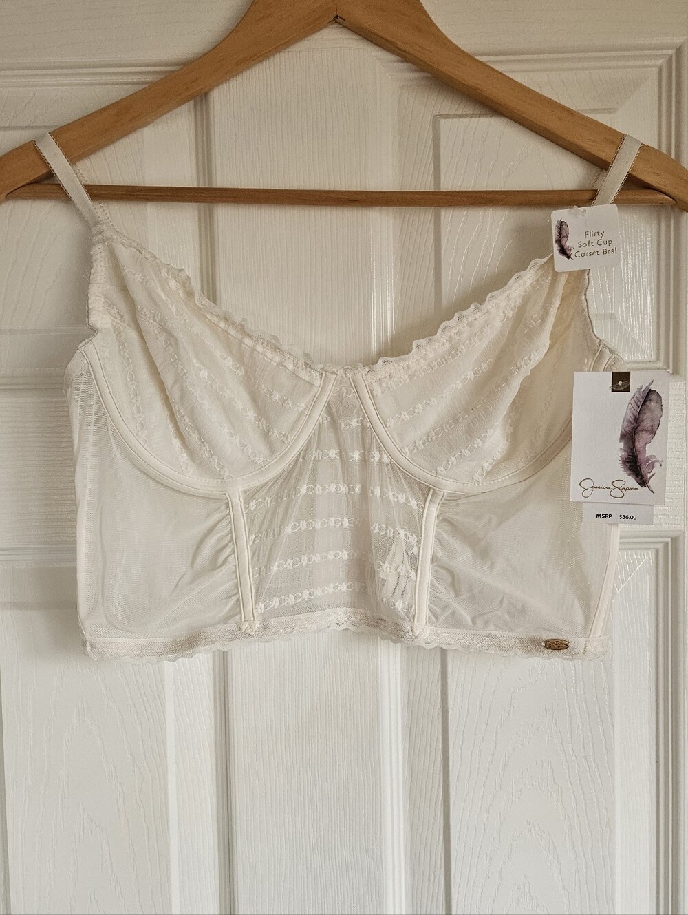 NEW with tags Jessica Simpson Soft Cup Corset Bra Ivory Cream Size 36C